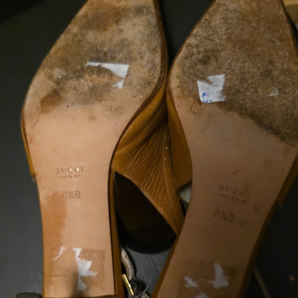 Elegant Tan and White Women's Heels - Picture 3 of 10